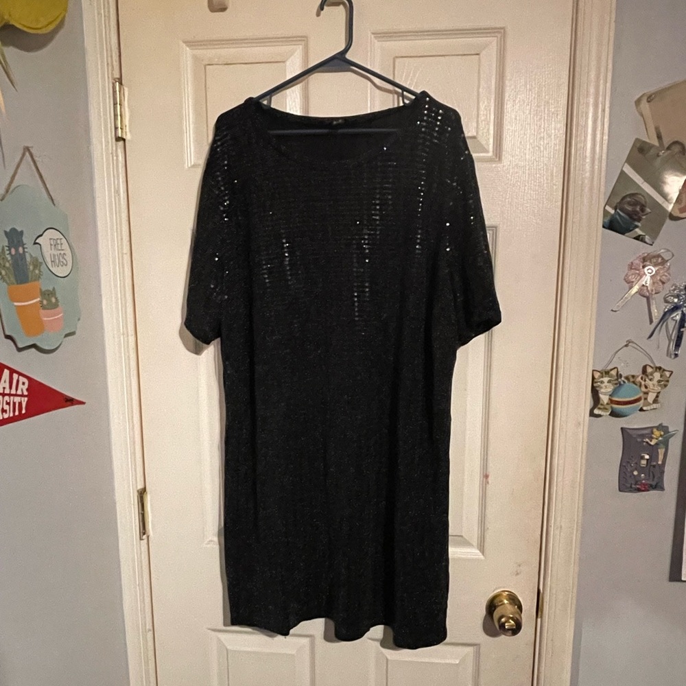 Forever 21 glittery below the knee black shirt dress.